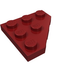 2450-59G Platte plaat 3x3 afgekapte hoek rood, donker gebruikt *1G009