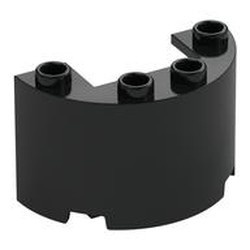 24593-11 Cylinder, half 2x4x2 met uitsnede 1x2 zwart NIEUW *