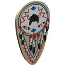 2586pw1-2G Schild ovaal veren en HELM (Indianen) crème gebruikt *0L0000