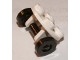 2655c02-1G Platte plaat 2x2 rond met wielhouders MET zwart skateboardwiel (2496) wit gebruikt *0L000