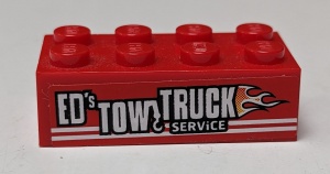 3001pb097L-5G Steen 2x4 ED's TOW TRUCK SERViCE LINKS (Sticker) rood gebruikt *5V12-06