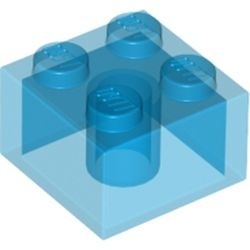 3003-14G Steen 2x2 transparant donkerblauw gebruikt *1A052