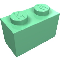 3004-37G Steen 1x2 groen, midden gebruikt *1A009 - Img 1