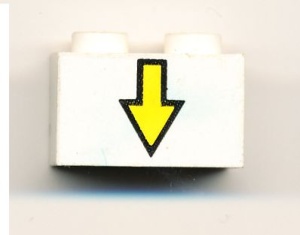 3004p03-1G Steen 1x2 gele pijl naar beneden wit gebruikt *5V02-01