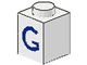 3005-G-1G Steen 1x1 met letter G wit gebruikt *5V01-06