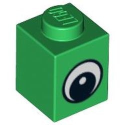3005pb011-6G Steen 1x1 oog met pupil groen gebruikt *5V01-10