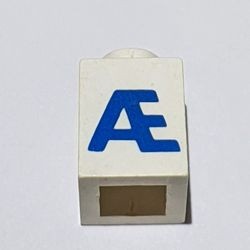 3005ptAEb-1G Steen 1x1 met letter Æ dik wit gebruikt *5V01-15