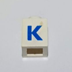 3005ptKb-1G Steen 1x1 met letter K dik wit gebruikt *5V01-13