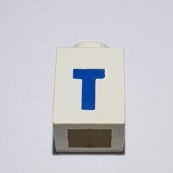 3005ptTb-1G Steen 1x1 met letter T dik wit gebruikt *5V01-14