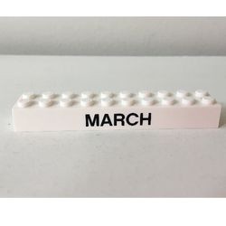3006pb003-1 Steen 2x10 opdruk MARCH andere zijde APRIL wit NIEUW *5K0000