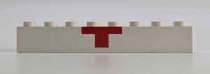 3008p02-1G Steen 1x8 rood kruis ONDERKANT wit gebruikt *5V08-01