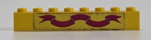 3008pb006-3G Steen 1x8 Donkerroze lint op gele achtergrond (Sticker) geel gebruikt *5V08-05