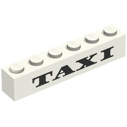 3009pb002-1G Steen 1x6 TAXI dikke letters wit gebruikt *5V06-01
