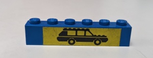 3009pb063-7G Steen 1x6 Auto op gele achtergrond (Sticker) blauw gebruikt *5V06-10