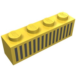 3010p04-3G Steen 1x4 met 15 zwarte streepjes geel gebruikt *5V04-05
