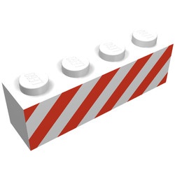 3010p06-1G Steen 1x4 met rode gevarenstrepen wit gebruikt *5V04-01
