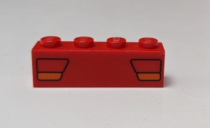 3010pb003-5G Steen 1x4 rode en oranje koplampen rood gebruikt *5V04-09