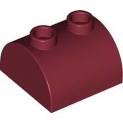 30165-59 Steen 2x2 halfronde kop, 2 noppen bovenop rood, donker NIEUW *1B075