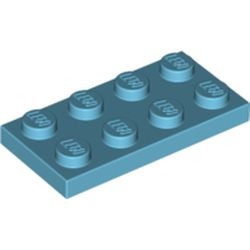 3020-156 Platte plaat 2x4 blauw, middenazuur NIEUW *1B205