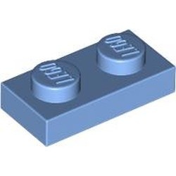 3023-42G Platte plaat 1x2 blauw, midden gebruikt *1B367