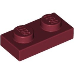 3023-59G Platte plaat 1x2 rood, donker gebruikt *1B367