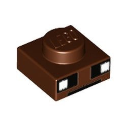 3024pb009-88 Platte plaat 1x1 met zwarte en witte vierkanten en zwarte lijn (Minecraft) bruin, roodachtig NIEUW *5S065