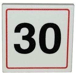 30258pb004-1 Verkeersbord- vierkant, met clip, 30 in zwart wit NIEUW *0L0000