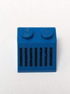 3039p05-7G Dakpan bedrukt 45 2x2 met 7 zwarte strepen blauw gebruikt *5R000