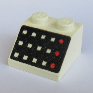 3039p32-1G Dakpan bedrukt 45 graden 2x2 met 12 knopjes, 3 rode lampjes op zwarte achtergrond wit gebruikt *5R000 - Img 2