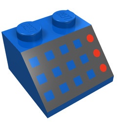 3039p32-7G Dakpan bedrukt 45 graden 2x2 met 12 knopjes, 3 rode lampjes op zwarte achtergrond blauw gebruikt *5R000