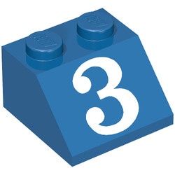 3039pb007-7G Dakpan bedrukt 45 2x2 met witte nummer 3 blauw gebruikt *5R000