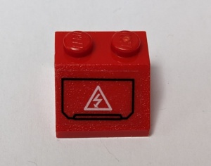 3039pb061-5G Dakpan bedrukt 45 2x2 Electriciteit logo (Sticker) rood gebruikt *5R000