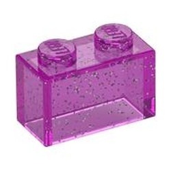 3065-100 Steen 1x2 zonder centrale versterking roze, donkerglitter NIEUW *1L1-7