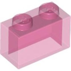 3065-50G Steen 1x2 zonder centrale versterking transparant, donkerroze gebruikt *1A011