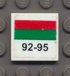 3068bpb0212-1G Tegel 2x2 rode en groene streep '92-95' (Sticker) wit gebruikt *5T05-09