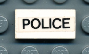 3069bpb0114-1G Tegel 1x2 ' Police' (Sticker) wit gebruikt *5T02-05