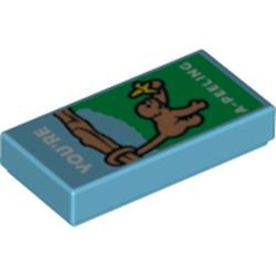 3069bpb0373-156 Tegel 1x2 Aap you're peeling off blauw, middenazuur NIEUW *