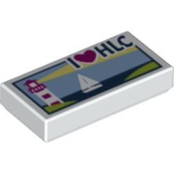 3069bpb0382-1 Tegel 1x2 I Love HLC wit NIEUW *