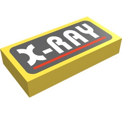 3069bpx21-3G Tegel 1x2 X-RAY tekst geel gebruikt *5T02-10