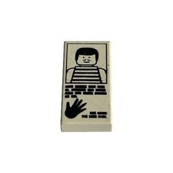 3069bpx35-1G Tegel 1x2 Gestreept hemd en hand wit gebruikt *5T02-06