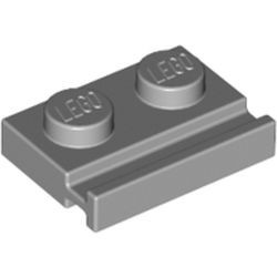 32028-86G Platte plaat 1x2 met deurrail grijs, licht (blauwachtig) gebruikt *6K3