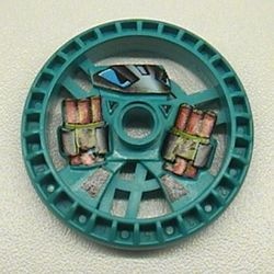 32356pb01-39G Technic Disk 5x5 met Dynamite RoboRider Talisman Wheel patroon turquoise, donker gebruikt *5S065