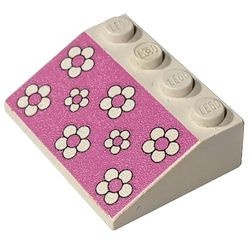 3297px10-1G Dakpan bedrukt 33 3x4 met bloemetjes op roze achtergrond wit gebruikt *5R000