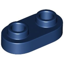 35480-63 Platte plaat 1x2 ovaal/afgerond beide kanten blauw, donker NIEUW *1B351