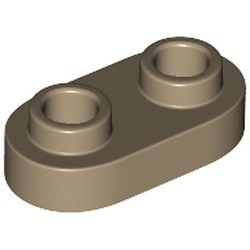 35480-69 Platte plaat 1x2 ovaal/afgerond beide kanten crème,donker NIEUW *1B351