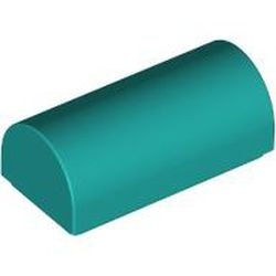 3563-39 Steen 1x2x2/3 afgeronde top turquoise, donker NIEUW *5B001