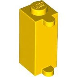 3581-3G Steen 1x1x2 met luikhouders geel gebruikt *1R004