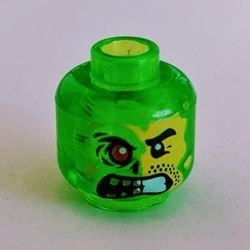 3626pb1346-108 Hoofd Alien met boos gezicht en rood oog transparant heldergroen NIEUW *0B0000