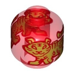 3626pb3353-17 Hoofd zonder gezicht, gouden tijger transparant rood NIEUW *0B0000