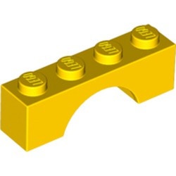 3659-3G Steen, boog 1x4x1 hoog geel gebruikt *1D051